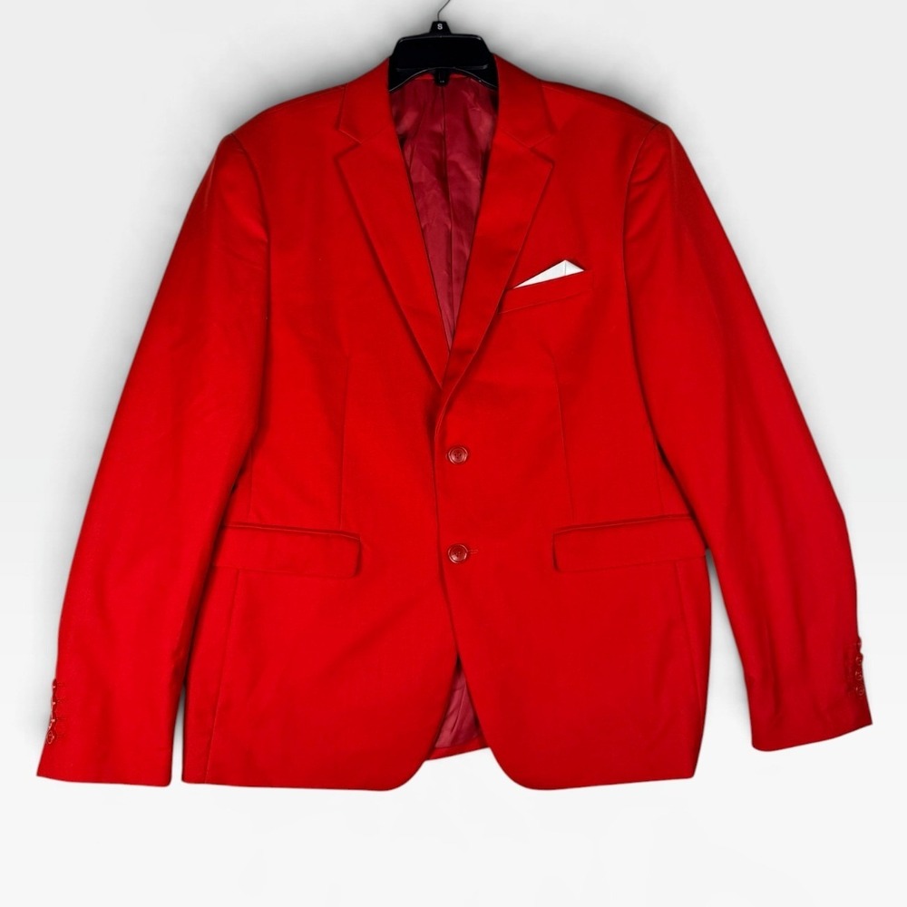 Unbranded Red Suit Jacket Blazer Mens 40 Single Breasted Two Button Red Exc